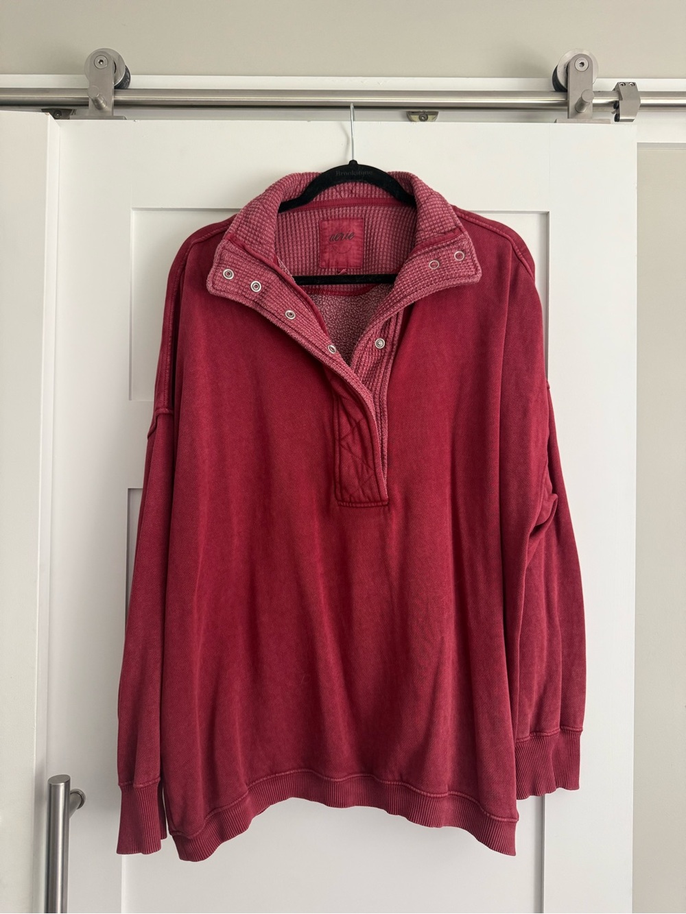 AERIE Red Quarter-Snap Women's Pullover Sweater